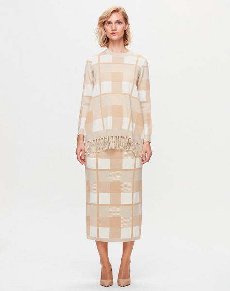 T25K-2003 Kareli Kalem Etek DIDO-BEİGE 