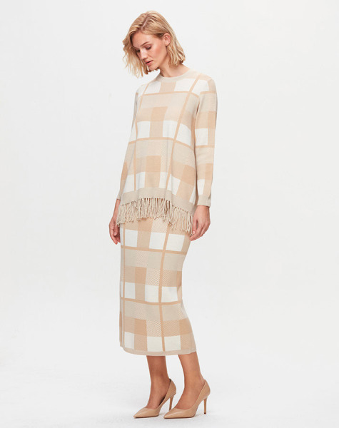 T25K-2003 Kareli Kalem Etek DIDO-BEİGE - 2