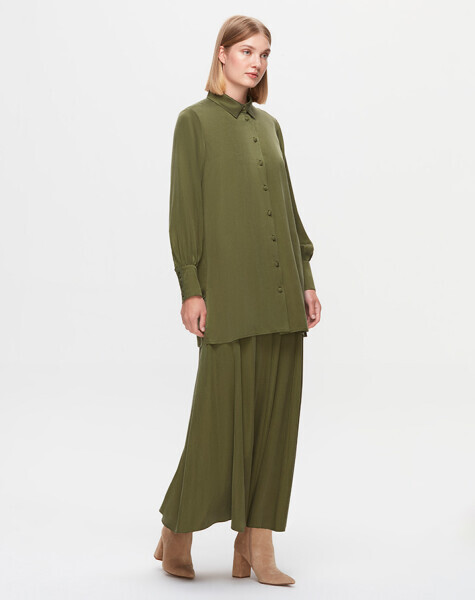 T25K-2005 Cupro Kloş Etek FARAD-GREEN - MISS DALIDA (1)