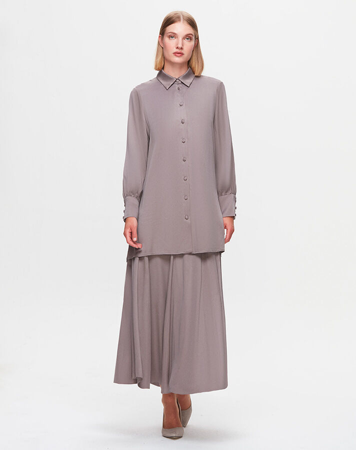 T25K-2005 Flared Satin Skirt - 3