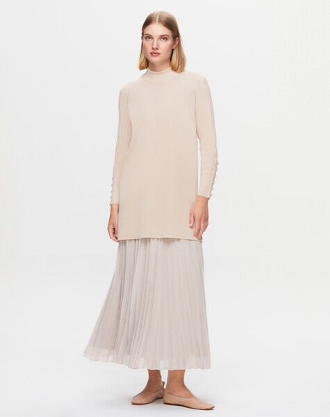 T25K-2009 Plise Şifon Etek YR23T-SAND - 1