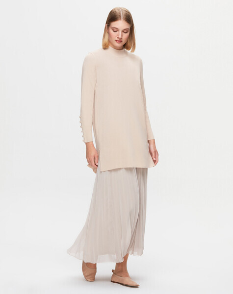 T25K-2009 Plise Şifon Etek YR23T-SAND - MISS DALIDA (1)