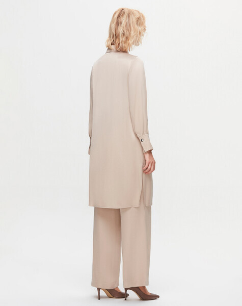 T25K-3000 Erkek Yaka Uzun Cupro Gömlek BEİGE - MISS DALIDA (1)