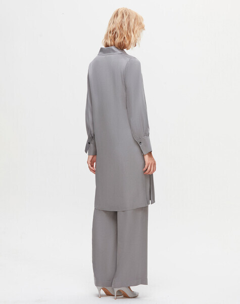 T25K-3000 Erkek Yaka Uzun Cupro Gömlek GREY - MISS DALIDA (1)