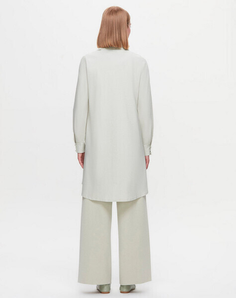 Asimetrik Kesim Gri Gömlek - 2