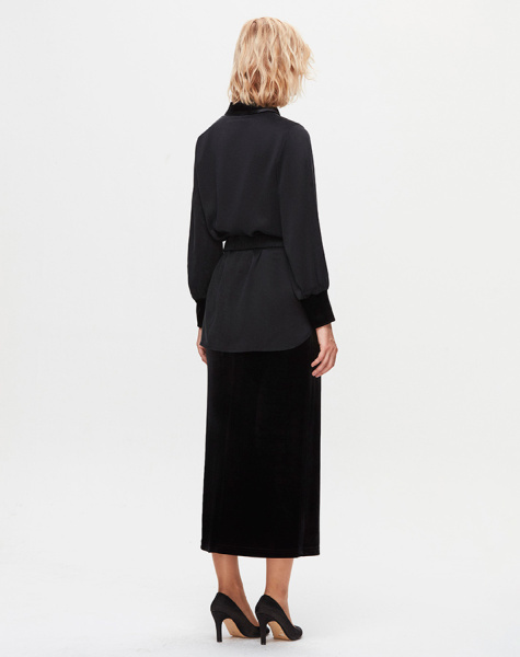 T25K-3003 Kadife Detaylı Gömlek BLACK - 3