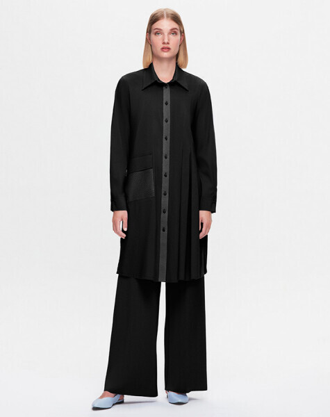 T25K-3004 Tek Cepli Poplin Gömlek BLACK - MISS DALIDA