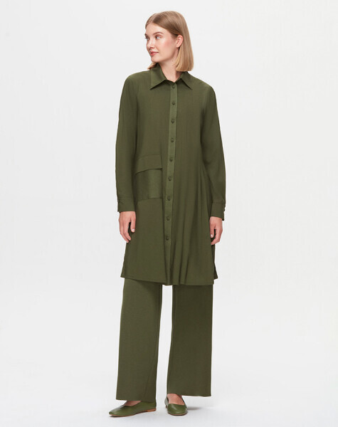 T25K-3004 Tek Cepli Poplin Gömlek GREEN - MISS DALIDA (1)