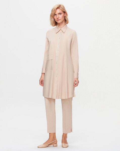 T25K-3004 Tek Cepli Poplin Gömlek SAND 