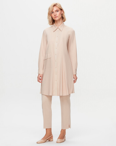 T25K-3004 Tek Cepli Poplin Gömlek SAND - 2