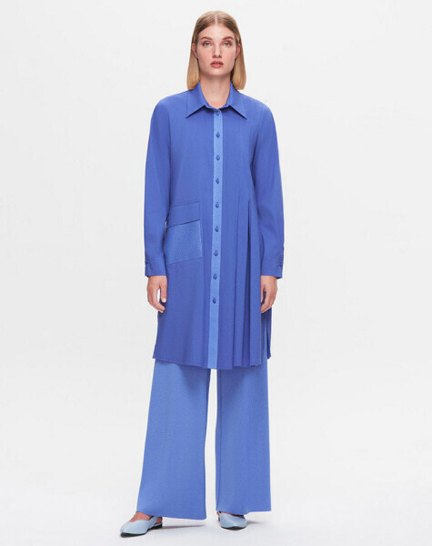 T25K-3004 Tek Cepli Poplin Gömlek SAPPHIRE - 1