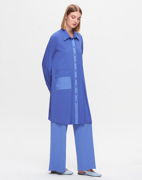 T25K-3004 Tek Cepli Poplin Gömlek SAPPHIRE - 2