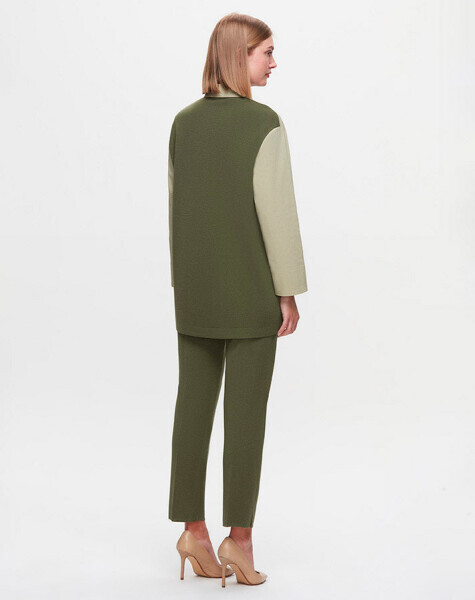 T25K-3006 Triko Detaylı Asimetrik Kesim Poplin Gömlek FARAD-GREEN - MISS DALIDA (1)