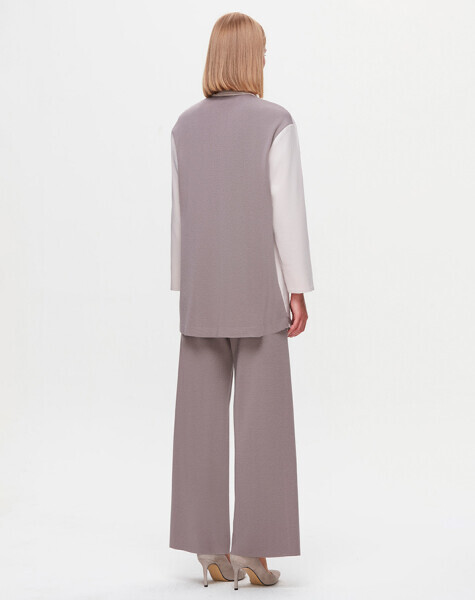 T25K-3006 Triko Detaylı Asimetrik Kesim Poplin Gömlek SCURE-MİNK - MISS DALIDA (1)