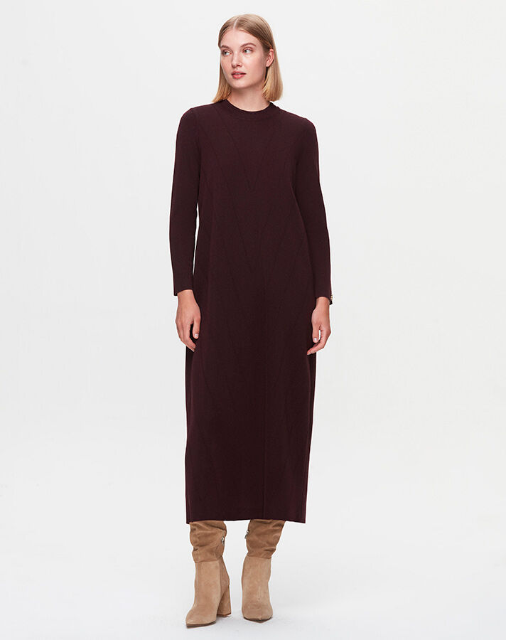 T25K-4000 Knitted Patterned Knitwear Dress - 4