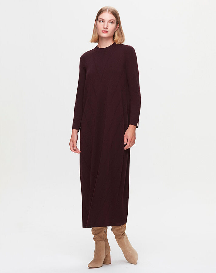 T25K-4000 Knitted Patterned Knitwear Dress - 5