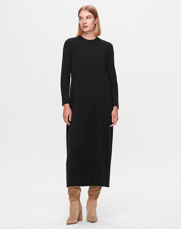 T25K-4000 Knitted Patterned Knitwear Dress - 1