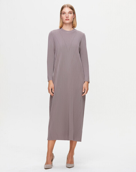 T25K-4000 Örgü Desenli Triko Elbise SCURE-MİNK 