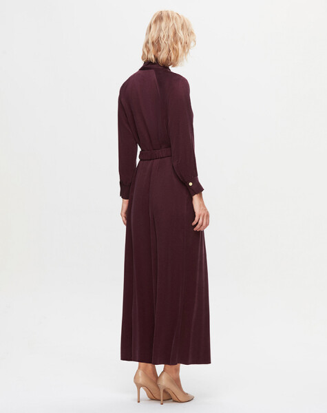 T25K-4002 High Collar Satin Dress - 11