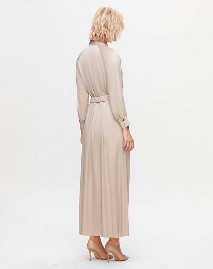 T25K-4002 High Collar Satin Dress - 3