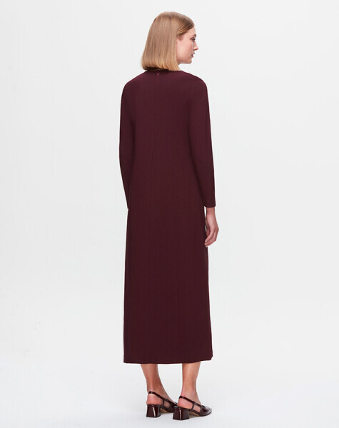 T25K-4003 Uzun Kollu Kumaş Elbise BLACK - 2