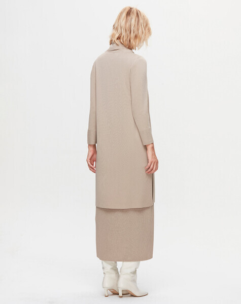 T25K-4004 Boğazlı Yaka Uzun Elbise 8YR71-STONE - 2