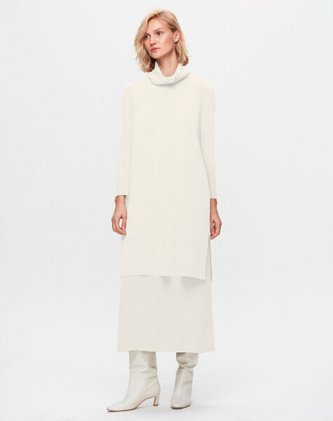 T25K-4004 Boğazlı Yaka Uzun Elbise FEDE-ECRU - 1