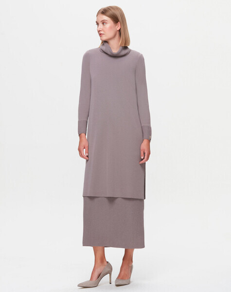 T25K-4004 Boğazlı Yaka Uzun Elbise SCURE-MİNK - 1
