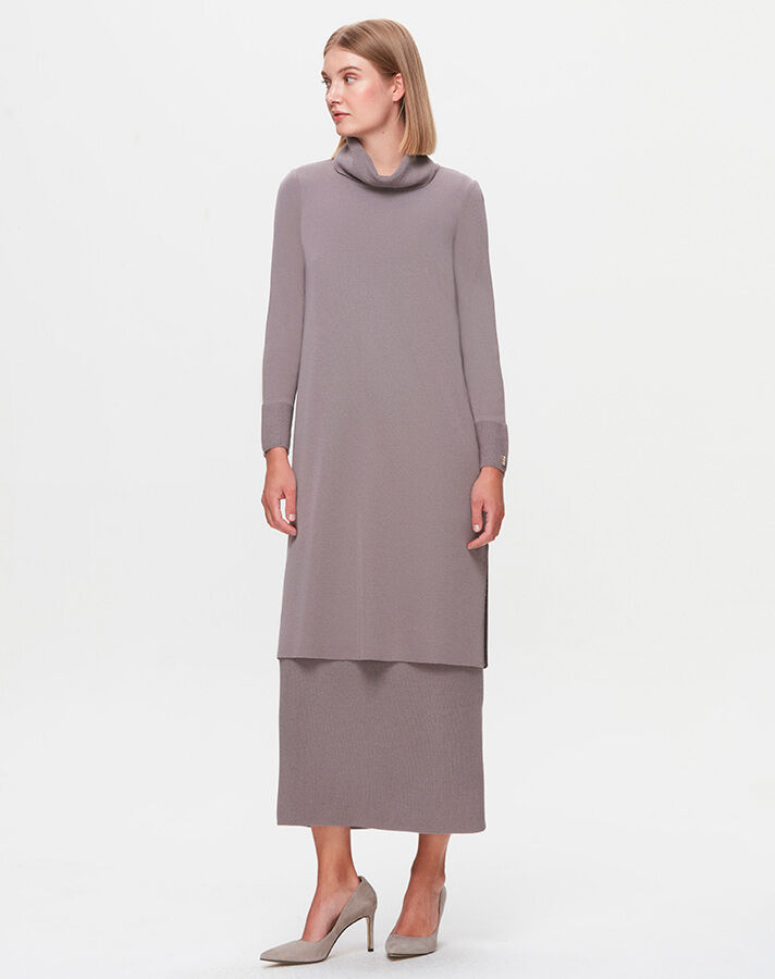 T25K-4004 Turtleneck Long Dress - 1