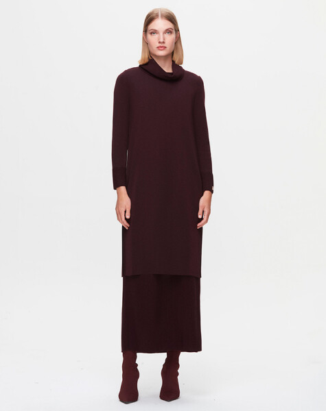 T25K-4004 Turtleneck Long Dress - 3