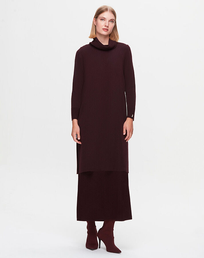 T25K-4004 Turtleneck Long Dress - 4