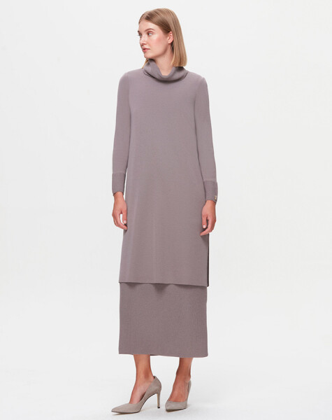 T25K-4004 Turtleneck Long Dress - 3