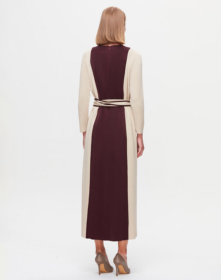 T25K-4005 Waist Belted Satin Detailed Dress - 6