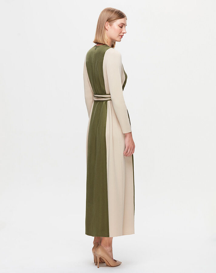 T25K-4005 Waist Belted Satin Detailed Dress - 9