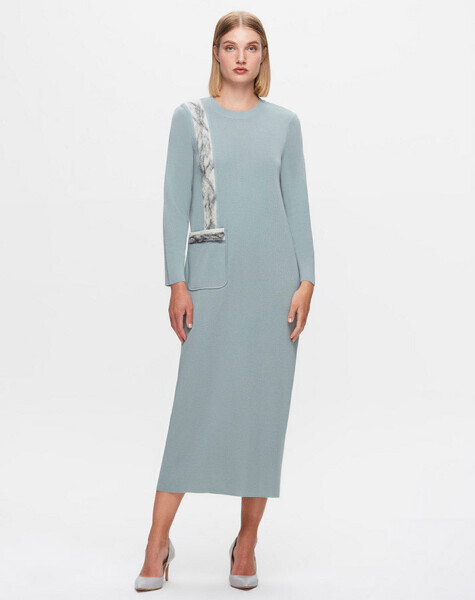 T25K-4011 Cebi ve Önü Keçe Detaylı Elbise MANİA-RESEDA - 1