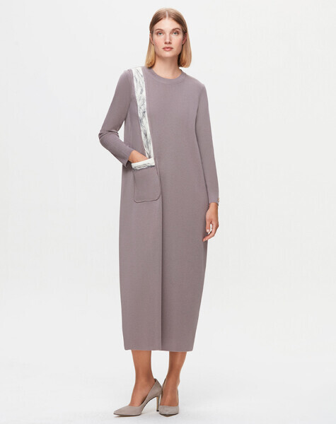 T25K-4011 Cebi ve Önü Keçe Detaylı Elbise SCURE-MİNK - 2