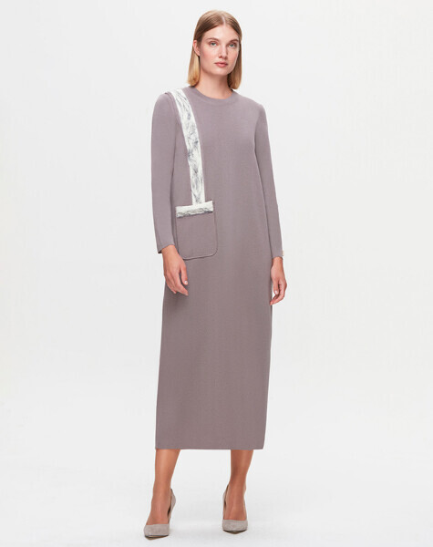 T25K-4011 Cebi ve Önü Keçe Detaylı Elbise SCURE-MİNK - 1