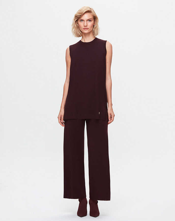 T25K-6000 Kolsuz Basic triko tunik TROTA-OUBERGİNE - 1