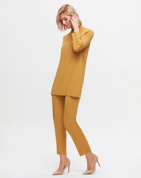 T25K-6001 Uzun Kollu Basic Triko Tunik DOTE-MUSTARD - 2