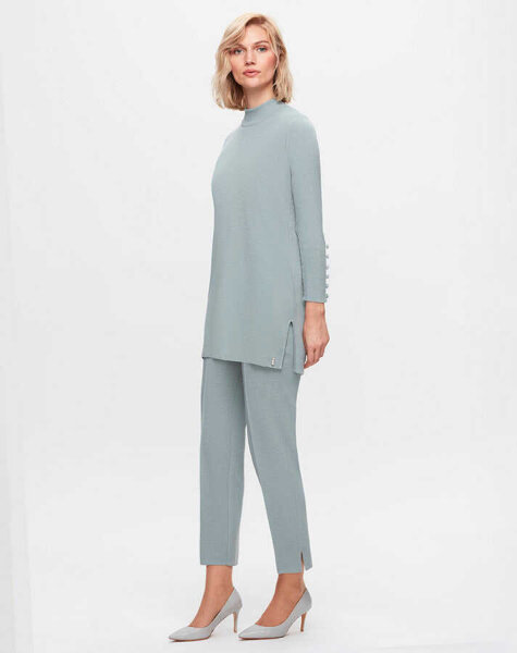 T25K-6001 Uzun Kollu Basic Triko Tunik MANİA-RESEDA - 3