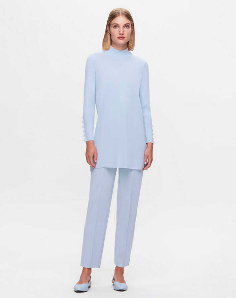 T25K-6001 Uzun Kollu Basic Triko Tunik PATIO-LIGHT SAPPHIRE - MISS DALIDA