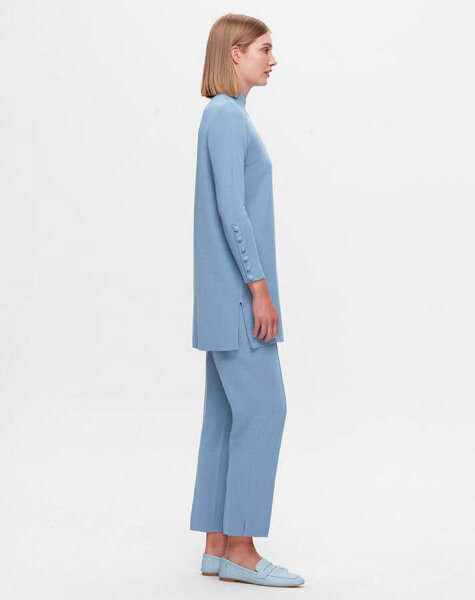 T25K-6001 Uzun Kollu Basic Triko Tunik PB13E-BLUE - 3