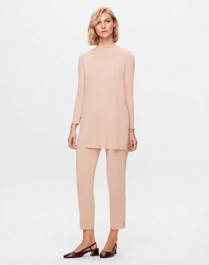 T25K-6001 Uzun Kollu Basic Triko Tunik YR01H-SALMON - 1