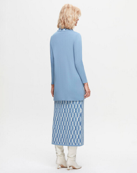 T25K-6003 Baklava Desenli Dik Yaka Tunik PB13E-BLUE - 2