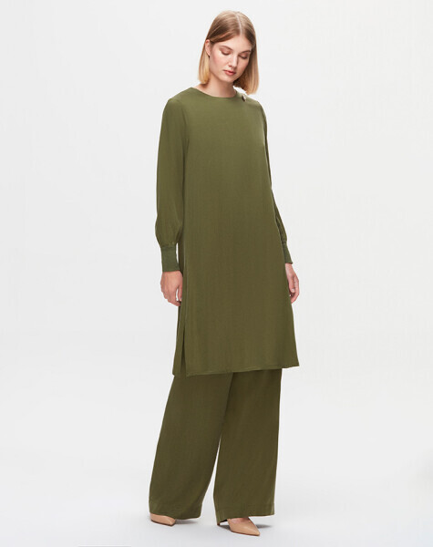T25K-6004 A Kesim Cupro Tunik GREEN - 2