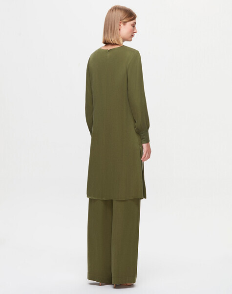 T25K-6004 A Kesim Cupro Tunik GREEN - 3