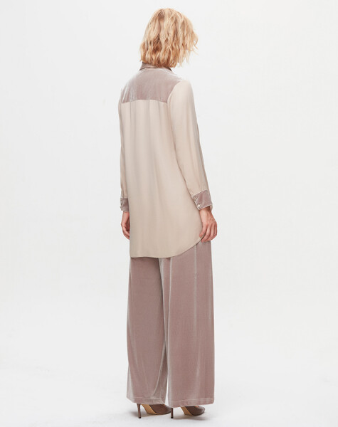 T25K-6005 Satin Tunic with Tie Detail on the Collar - 5