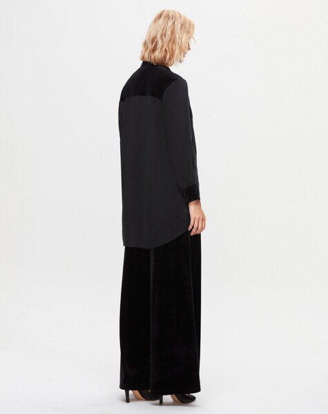 T25K-6005 Satin Tunic with Tie Detail on the Collar - 8
