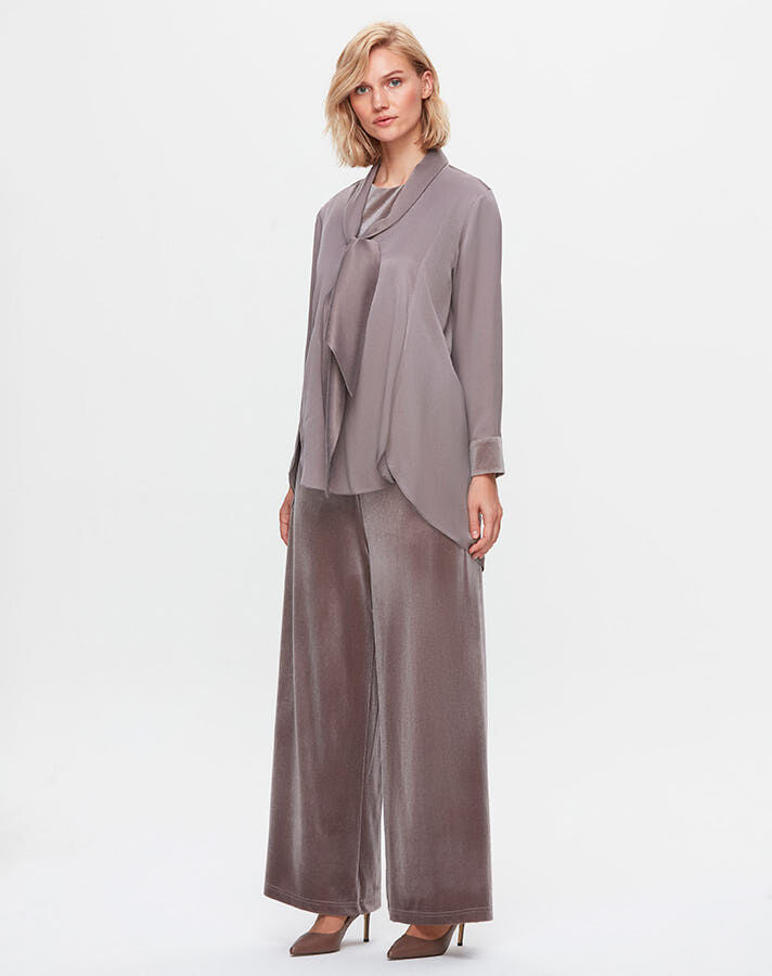 T25K-6005 Satin Tunic with Tie Detail on the Collar - 9