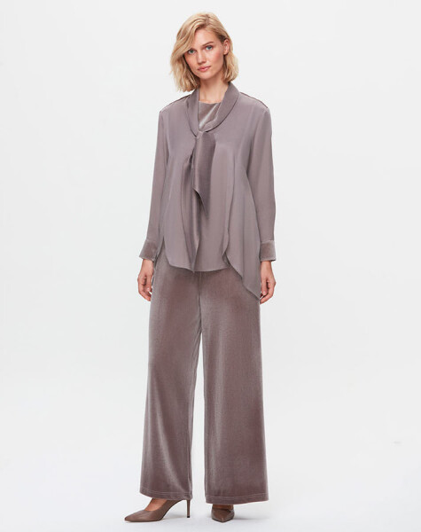 T25K-6005 Satin Tunic with Tie Detail on the Collar - 10